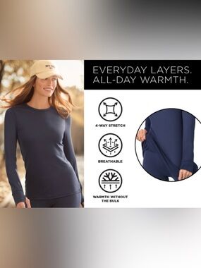 Cuddl Duds Navy Long-Sleeve Crewneck Thermal Top